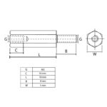 Distanzer M/Ž mesingani M3x18mm DA5M3X18 - Image 2